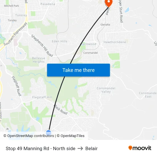 Stop 49 Manning Rd - North side to Belair map