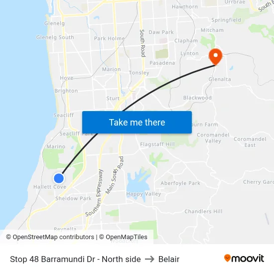 Stop 48 Barramundi Dr - North side to Belair map