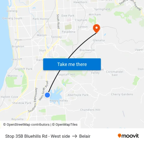 Stop 35B Bluehills Rd - West side to Belair map
