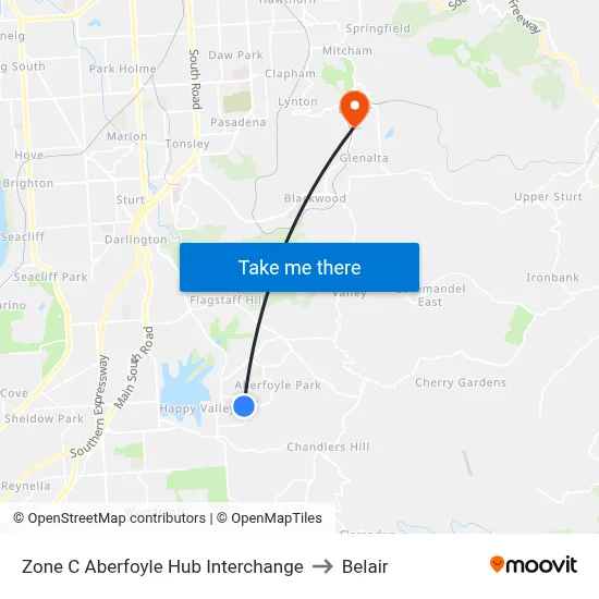 Zone C Aberfoyle Hub Interchange to Belair map