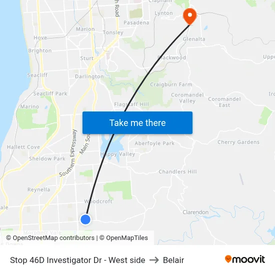 Stop 46D Investigator Dr - West side to Belair map