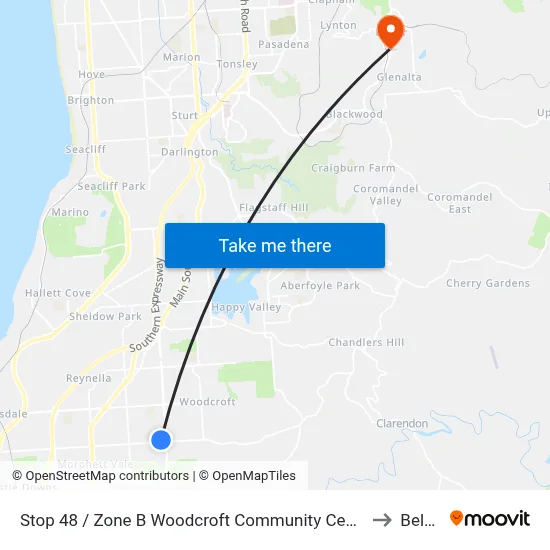 Stop 48 / Zone B Woodcroft Community Centre to Belair map