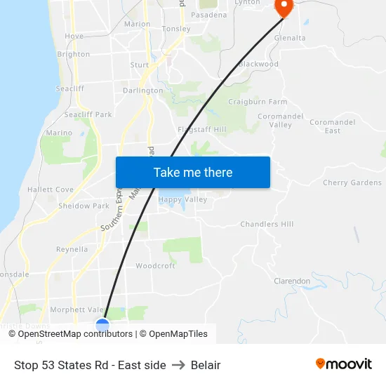 Stop 53 States Rd - East side to Belair map