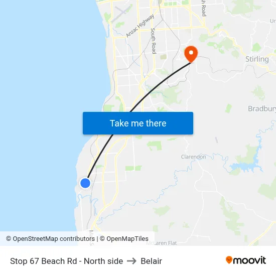 Stop 67 Beach Rd - North side to Belair map