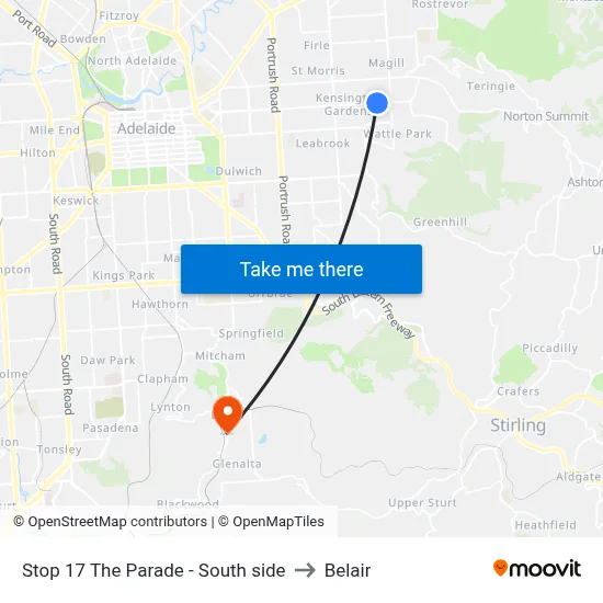 Stop 17 The Parade - South side to Belair map