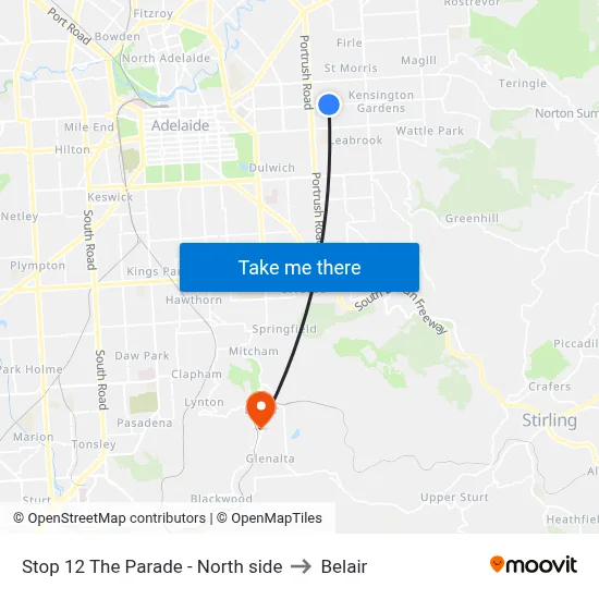 Stop 12 The Parade - North side to Belair map