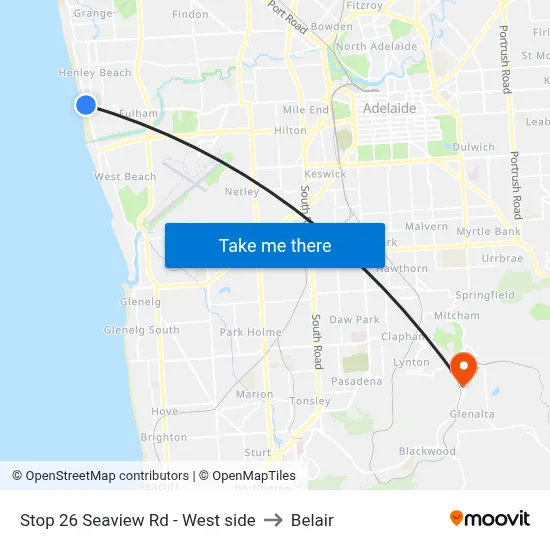 Stop 26 Seaview Rd - West side to Belair map