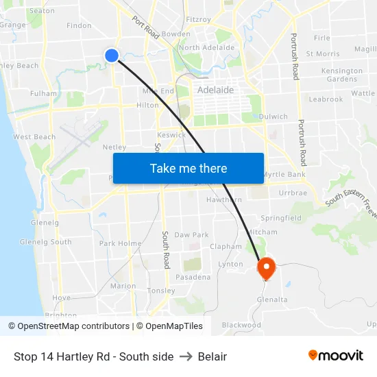 Stop 14 Hartley Rd - South side to Belair map