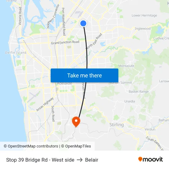 Stop 39 Bridge Rd - West side to Belair map