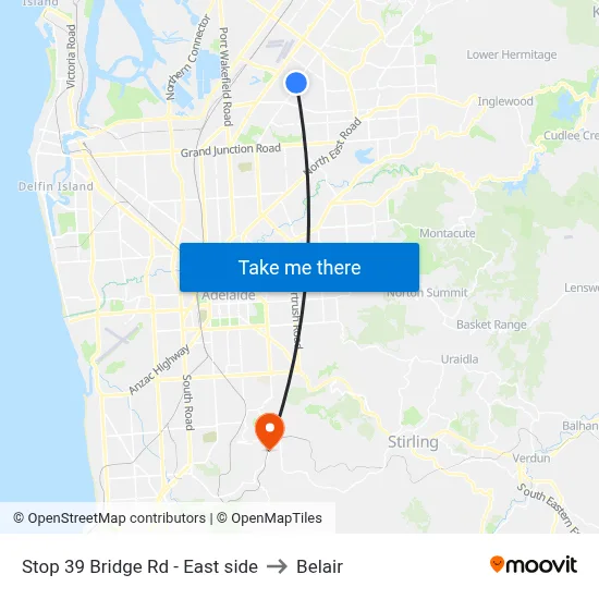 Stop 39 Bridge Rd - East side to Belair map
