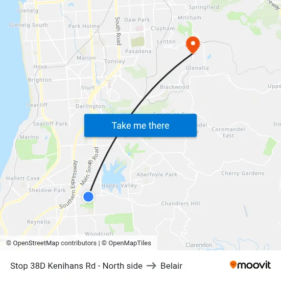 Stop 38D Kenihans Rd - North side to Belair map