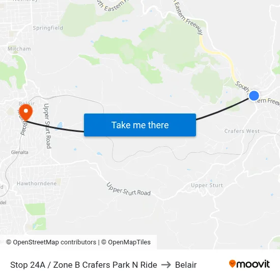 Stop 24A / Zone B Crafers Park N Ride to Belair map