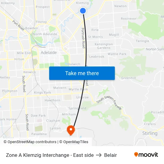 Zone A Klemzig Interchange - East side to Belair map
