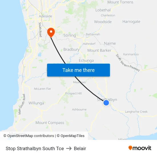 Stop Strathalbyn South Tce to Belair map