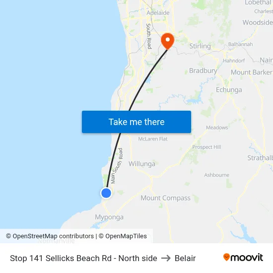 Stop 141 Sellicks Beach Rd - North side to Belair map