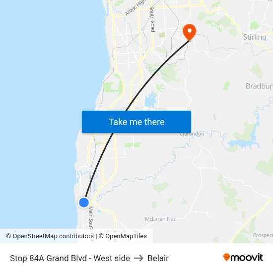 Stop 84A Grand Blvd - West side to Belair map