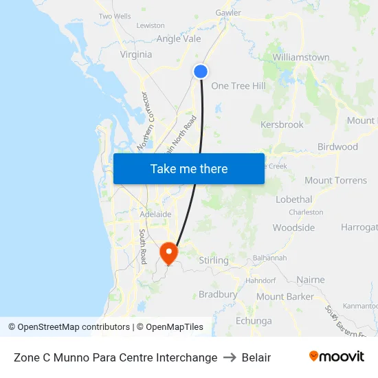 Zone C Munno Para Centre Interchange to Belair map