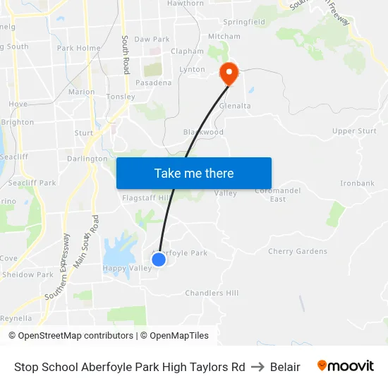 Stop School Aberfoyle Park High Taylors Rd to Belair map