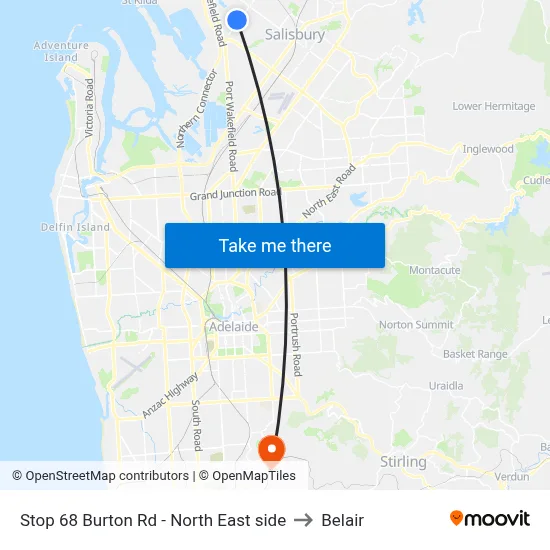 Stop 68 Burton Rd - North East side to Belair map