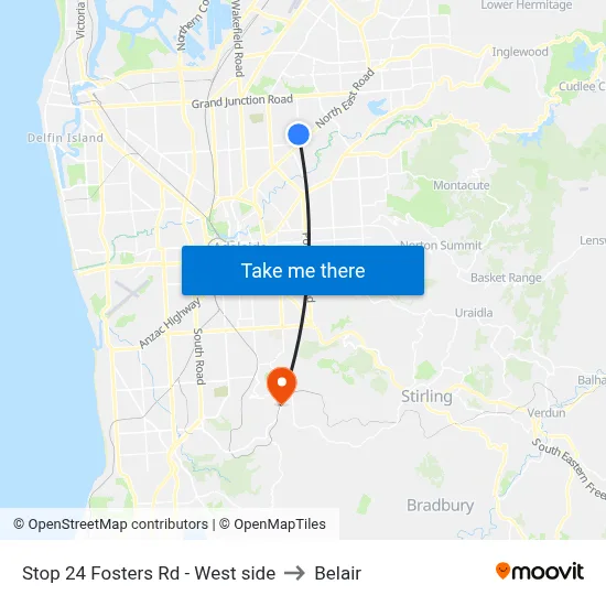 Stop 24 Fosters Rd - West side to Belair map