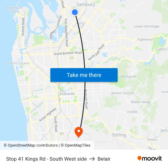 Stop 41 Kings Rd - South West side to Belair map