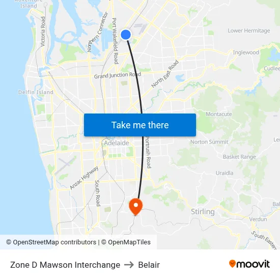 Zone D Mawson Interchange to Belair map