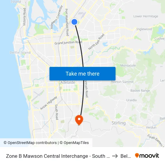 Zone B Mawson Central Interchange - South side to Belair map
