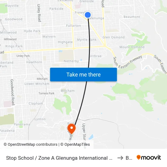 Stop School / Zone A Glenunga International High School Conyngham St to Belair map