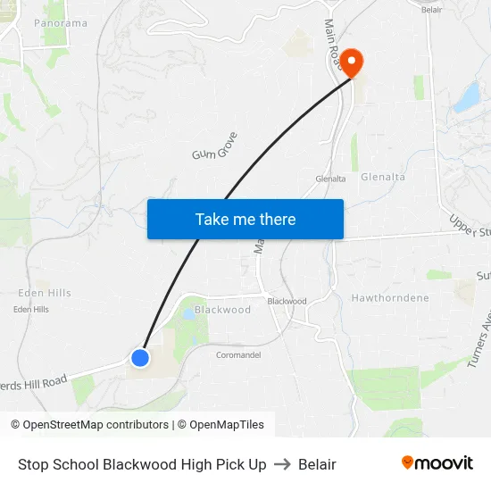 Stop School Blackwood High Pick Up to Belair map