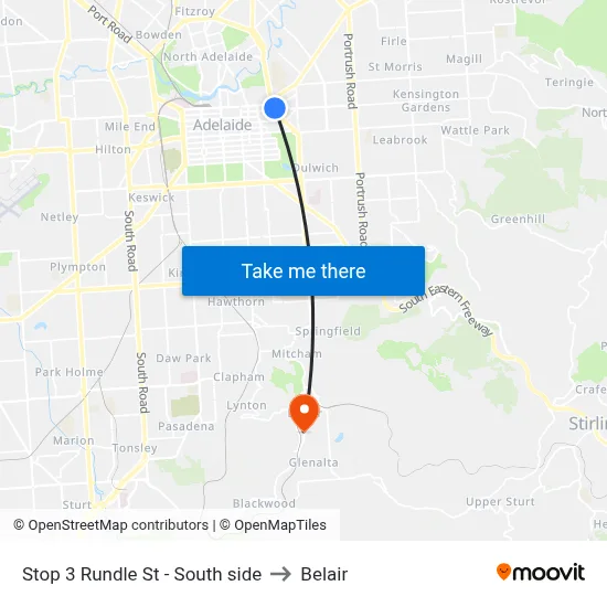 Stop 3 Rundle St - South side to Belair map