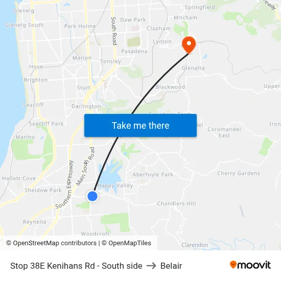Stop 38E Kenihans Rd - South side to Belair map