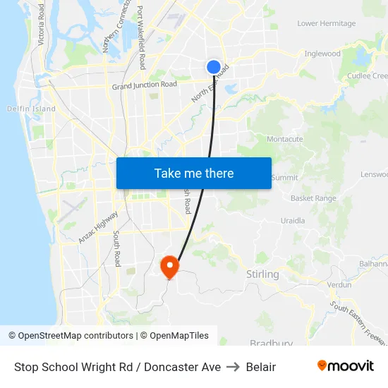 Stop School Wright Rd / Doncaster Ave to Belair map