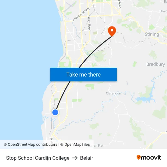 Stop School Cardijn College to Belair map
