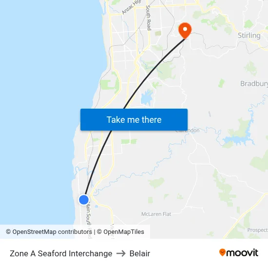 Zone A Seaford Interchange to Belair map