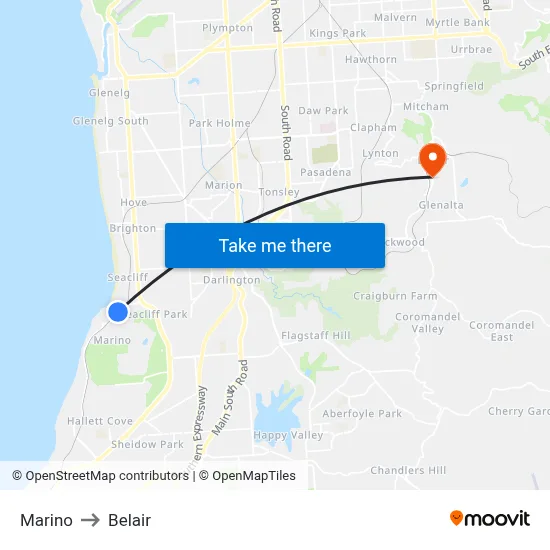Marino to Belair map