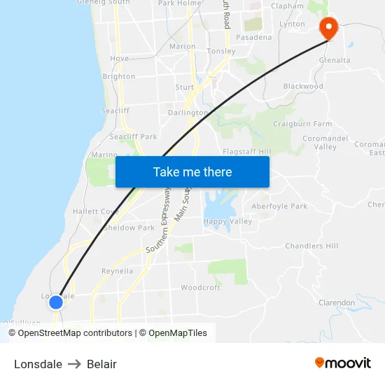 Lonsdale to Belair map