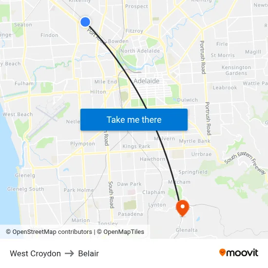West Croydon to Belair map