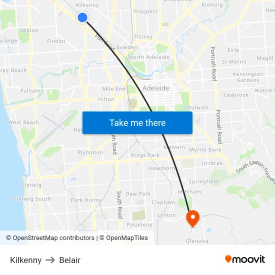 Kilkenny to Belair map