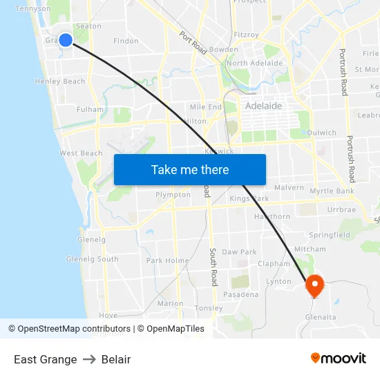 East Grange to Belair map