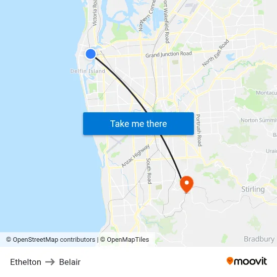 Ethelton to Belair map