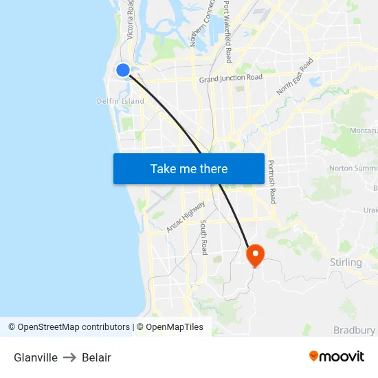 Glanville to Belair map