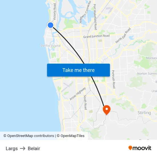 Largs to Belair map