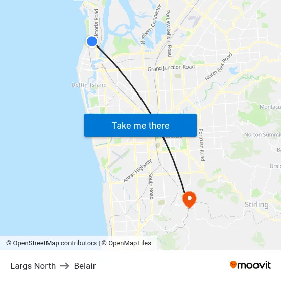 Largs North to Belair map