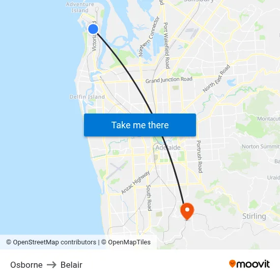 Osborne to Belair map