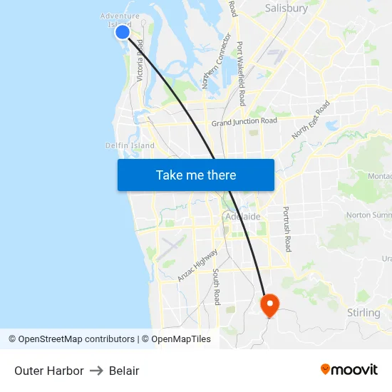 Outer Harbor to Belair map