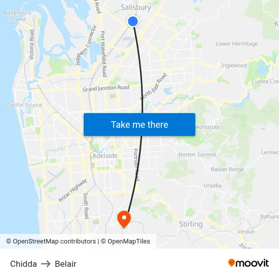 Chidda to Belair map