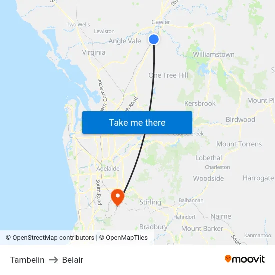 Tambelin to Belair map