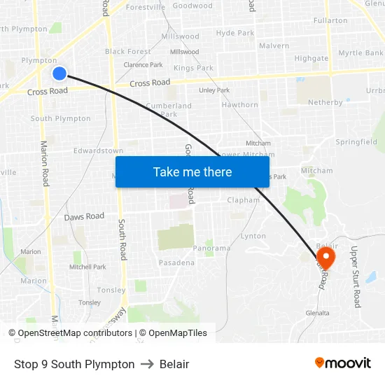 Stop 9 South Plympton to Belair map
