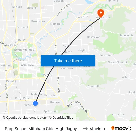 Stop School Mitcham Girls High Rugby St to Athelstone map
