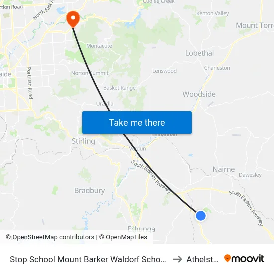 Stop School Mount Barker Waldorf School Sims Rd to Athelstone map